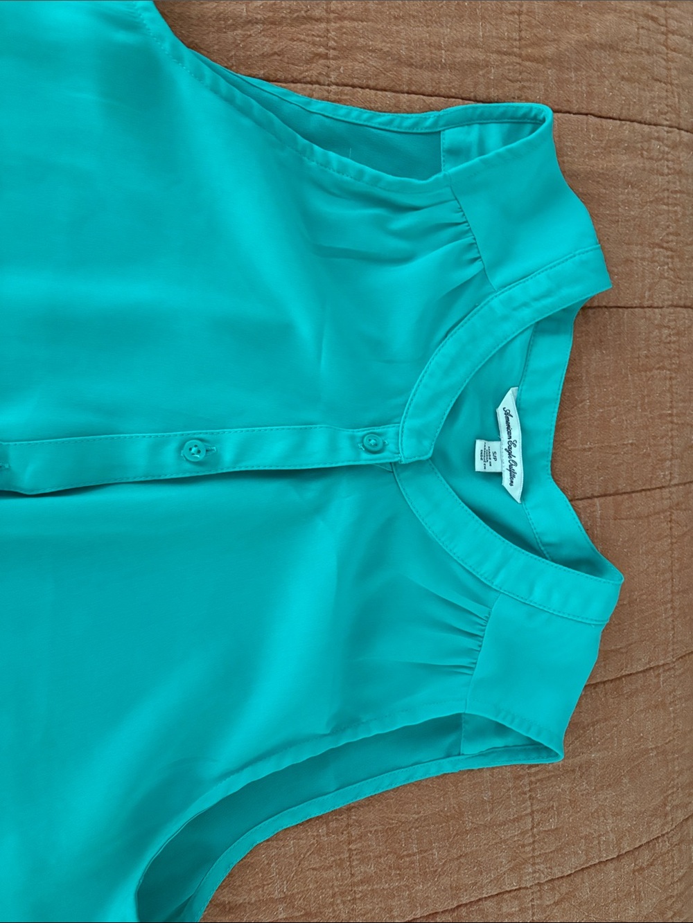 American Eagle Outfitters Teal Sleeveless Button-Front Camisole - Picture 3 of 4